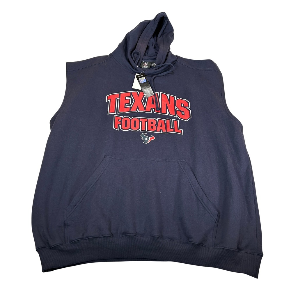 NFL Team Apparel Houston Texans Sleeveless Hoodie Navy Blue Mens 4XL NWT DXL